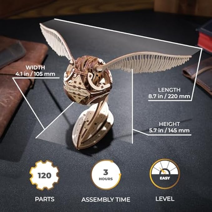 GOLDEN SNITCH HARRY POTTER 3D PUZZLES FOR ADULTS TO BUILD - 3D WOODEN PUZZLES FOR TEENAGERS - ADULT 3D PUZZLE HARRY POTTER SET - 3D MODEL KITS FOR ADULTS - Image 2